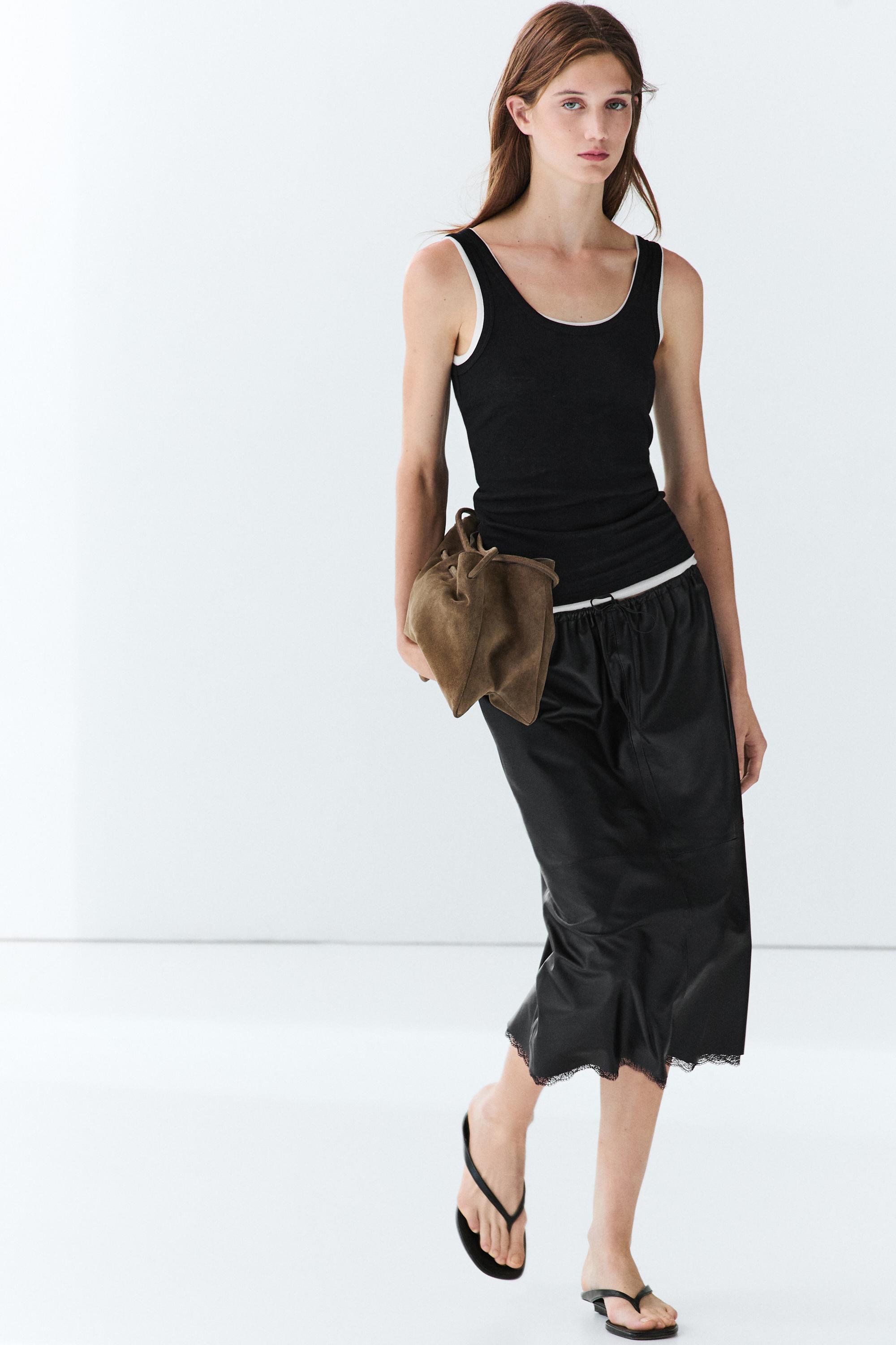 100% cotton ribbed double-layer top